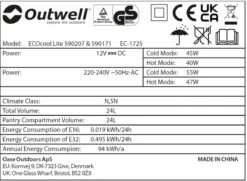 Outwell Ecocool Lite Elektrische Koelbox - 24 Liter - Donkerblauw -Buiten kamperen 1068 1900 ecocool blauw 4