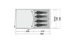 Easy Camp Galaxy 400 Rustic Green Tunneltent - 4 Personen -Buiten kamperen 120391 galaxy 400 rustic green drawing floorplan3