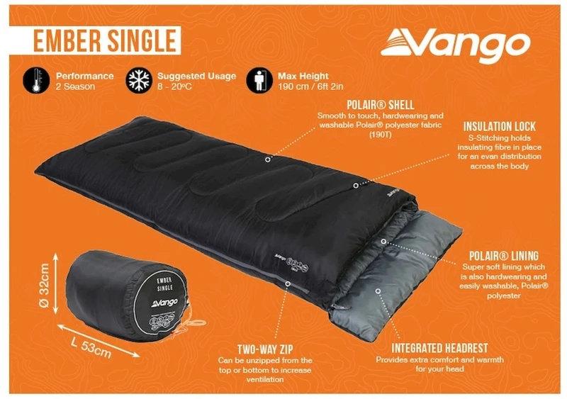 Vango Ember Slaapzak - Zwart 6 Vango Ember Slaapzak - Zwart - Afbeelding 4