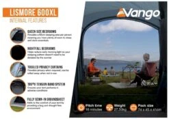 Vango Lismore 600XL Tunneltent - 5 Persoons - Groen -Buiten kamperen 1900 1783 lismore 600xl package 3