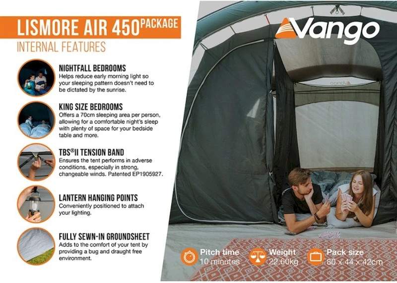 Vango Lismore Air 450 Opblaasbare Tunneltent - 4 Persoons - Groen 10 Vango Lismore Air 450 Opblaasbare Tunneltent - 4 Persoons - Groen - Afbeelding 8