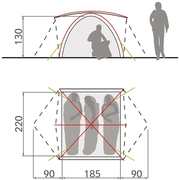 Vaude Campo Grande Koepeltent - 3-4 Persoons - Groen 6 Vaude Campo Grande Koepeltent - 3-4 Persoons - Groen - Afbeelding 4