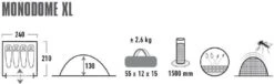 High Peak Monodome XL Koepeltent - 4 Persoons - Pearl -Buiten kamperen 370 1200 4001690103121.pt01