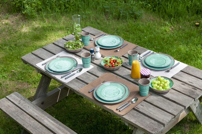 Bo-Camp Halo Melamine Serviesset - 12-delig - Aqua 4 Bo-Camp Halo Melamine Serviesset - 12-delig - Aqua - Afbeelding 2