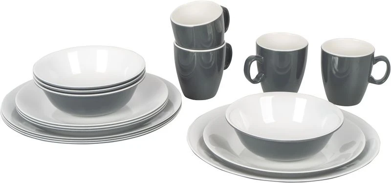 Bo-Camp Melamine Serviesset - 16-delig - Grijs 3 Bo-Camp Melamine Serviesset - 16-delig - Grijs