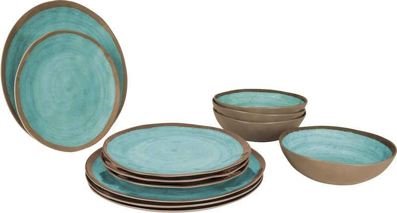 Bo-Camp Halo Melamine Serviesset - 12-delig - Aqua 3 Bo-Camp Halo Melamine Serviesset - 12-delig - Aqua